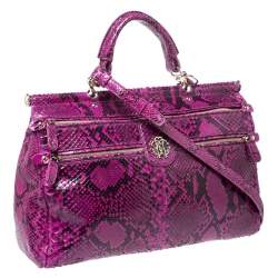 Pre Owned Roberto Cavalli Purple Python Doctor Diva Shoulder Bag 