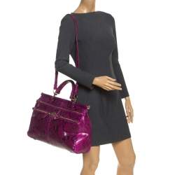 Pre Owned Roberto Cavalli Purple Python Doctor Diva Shoulder Bag 