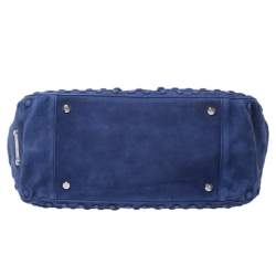Roberto Cavalli Blue Suede Red Lining Tote