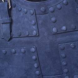 Roberto Cavalli Blue Suede Red Lining Tote