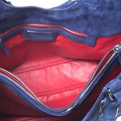 Roberto Cavalli Blue Suede Red Lining Tote
