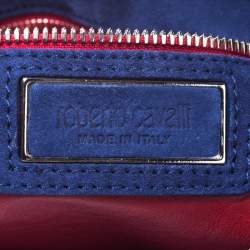 Roberto Cavalli Blue Suede Red Lining Tote