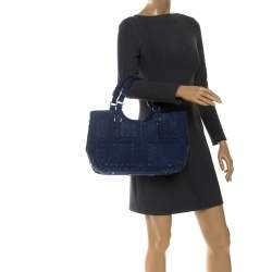 Roberto Cavalli Blue Suede Red Lining Tote