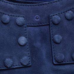 Roberto Cavalli Blue Suede Red Lining Tote