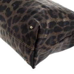 Pre Owned Roberto Cavalli Black/Brown Leopard Print Coated Canvas and Leather Hobo