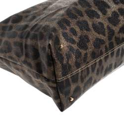 Pre Owned Roberto Cavalli Black/Brown Leopard Print Coated Canvas and Leather Hobo