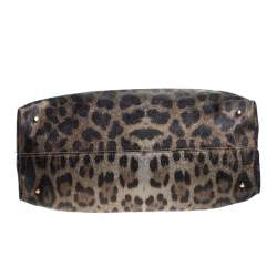 Pre Owned Roberto Cavalli Black/Brown Leopard Print Coated Canvas and Leather Hobo