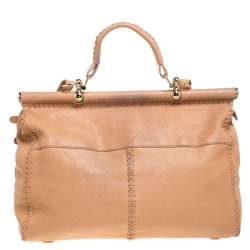 Roberto Cavalli Nude Leather Top Handle Bag