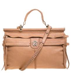 Roberto Cavalli Nude Leather Top Handle Bag