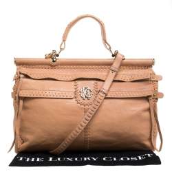 Roberto Cavalli Nude Leather Top Handle Bag