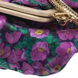 Pre Owned حقيبة روبرتو كافالي سوار ساتان طباعة زهور متعددة الألوان