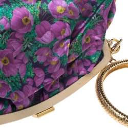 Pre Owned حقيبة روبرتو كافالي سوار ساتان طباعة زهور متعددة الألوان