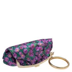 Pre Owned حقيبة روبرتو كافالي سوار ساتان طباعة زهور متعددة الألوان
