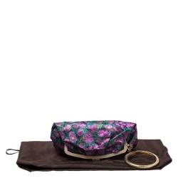 Pre Owned حقيبة روبرتو كافالي سوار ساتان طباعة زهور متعددة الألوان
