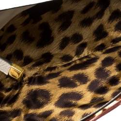 Pre Owned Roberto Cavalli Brown/White Printed Canvas and Leather Satchel