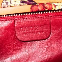 Pre Owned حقيبة كلاتش روبرتو كافالي سلسلة طيات ساتان طباعة متعددة الألوان 