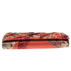 Pre Owned حقيبة كلاتش روبرتو كافالي سلسلة طيات ساتان طباعة متع ددة الألوان 