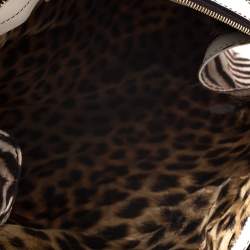 Roberto Cavalli Cream/Brown Zebra Print Canvas and Leather Satchel