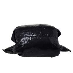 Pre Owned Roberto Cavalli Black Sequin Bow Drawstring Hobo