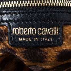 Pre Owned Roberto Cavalli Black Sequin Bow Drawstring Hobo