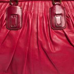 Pre Owned Roberto Cavalli Red Pleated Leather Chain Detail Handle Satchel