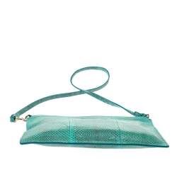 مملوكة مسبقًا حقيبة كتف روبرتو كافالي جلد ثعبان خضراء