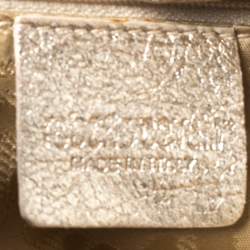 Pre Owned Roberto Cavalli Beige/Metallic Gold Leather Serpent Wristlet Clutch