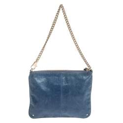 مملوكة مسبقًا Roberto Cavalli Blue Leather Pochette Bag