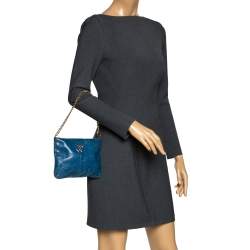 مملوكة مسبقًا Roberto Cavalli Blue Leather Pochette Bag