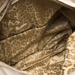 Roberto Cavalli Cream Leather Studded Fringe Hobo