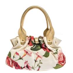 Pre Owned Roberto Cavalli Multicolor Floral Print Canvas and Leather Satchel