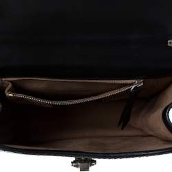 مملوكة مسبقًا حقيبة كتف روبرتو كافالي "هيرا" قلاب جلد ثعبان أسود 