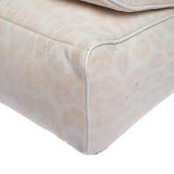 Roberto Cavalli Light Cream Leopard Print Cotton Flap Messenger Bag