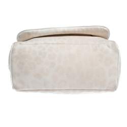 Roberto Cavalli Light Cream Leopard Print Cotton Flap Messenger Bag