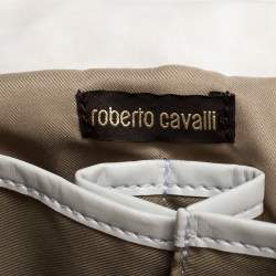 Roberto Cavalli Light Cream Leopard Print Cotton Flap Messenger Bag