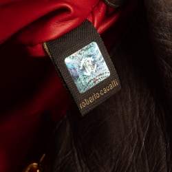 Pre Owned حقيبة ساتشل روبرتو كافالي مرصعة جلد رمادية