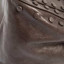 Pre Owned حقيبة ساتشل روبرتو كافالي مرصعة جلد رمادية