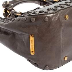 Pre Owned حقيبة ساتشل روبرتو كافالي مرصعة جلد رمادية