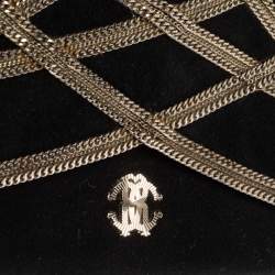 Roberto Cavalli Black Suede Chain Detail Clutch