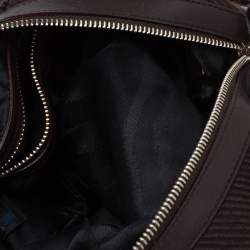 Pre Owned Roberto Cavalli Dark Brown Pleated Fabric and Leather Tassel Hobo