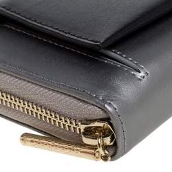 Pre Owned Roberto Cavalli Grey/Black Leather Panther Zip Around Wallet