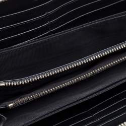 Pre Owned Roberto Cavalli Grey/Black Leather Panther Zip Around Wallet