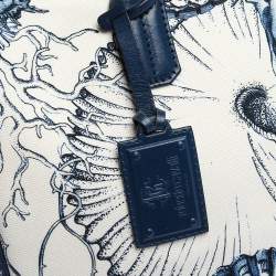 Pre Owned Roberto Cavalli Blue/White Printed Canvas and Leather Shopper Tote