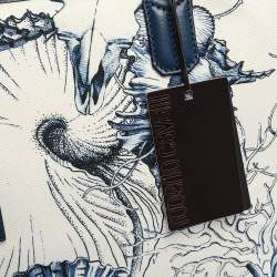 Pre Owned Roberto Cavalli Blue/White Printed Canvas and Leather Shopper Tote