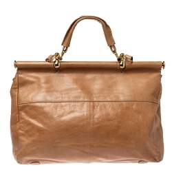 Roberto Cavalli Tan Leather Multiple Pocket Top Handle Bag
