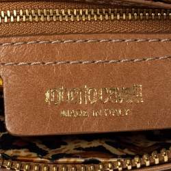 Roberto Cavalli Tan Leather Multiple Pocket Top Handle Bag