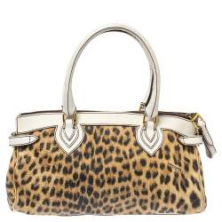 Pre Owned Roberto Cavalli Multicolor Printed Straw and Leather Zip Tote