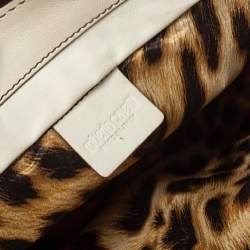 Pre Owned Roberto Cavalli Multicolor Printed Straw and Leather Zip Tote