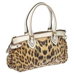 Pre Owned Roberto Cavalli Multicolor Printed Straw and Leather Zip Tote