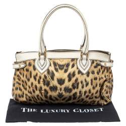 Pre Owned Roberto Cavalli Multicolor Printed Straw and Leather Zip Tote